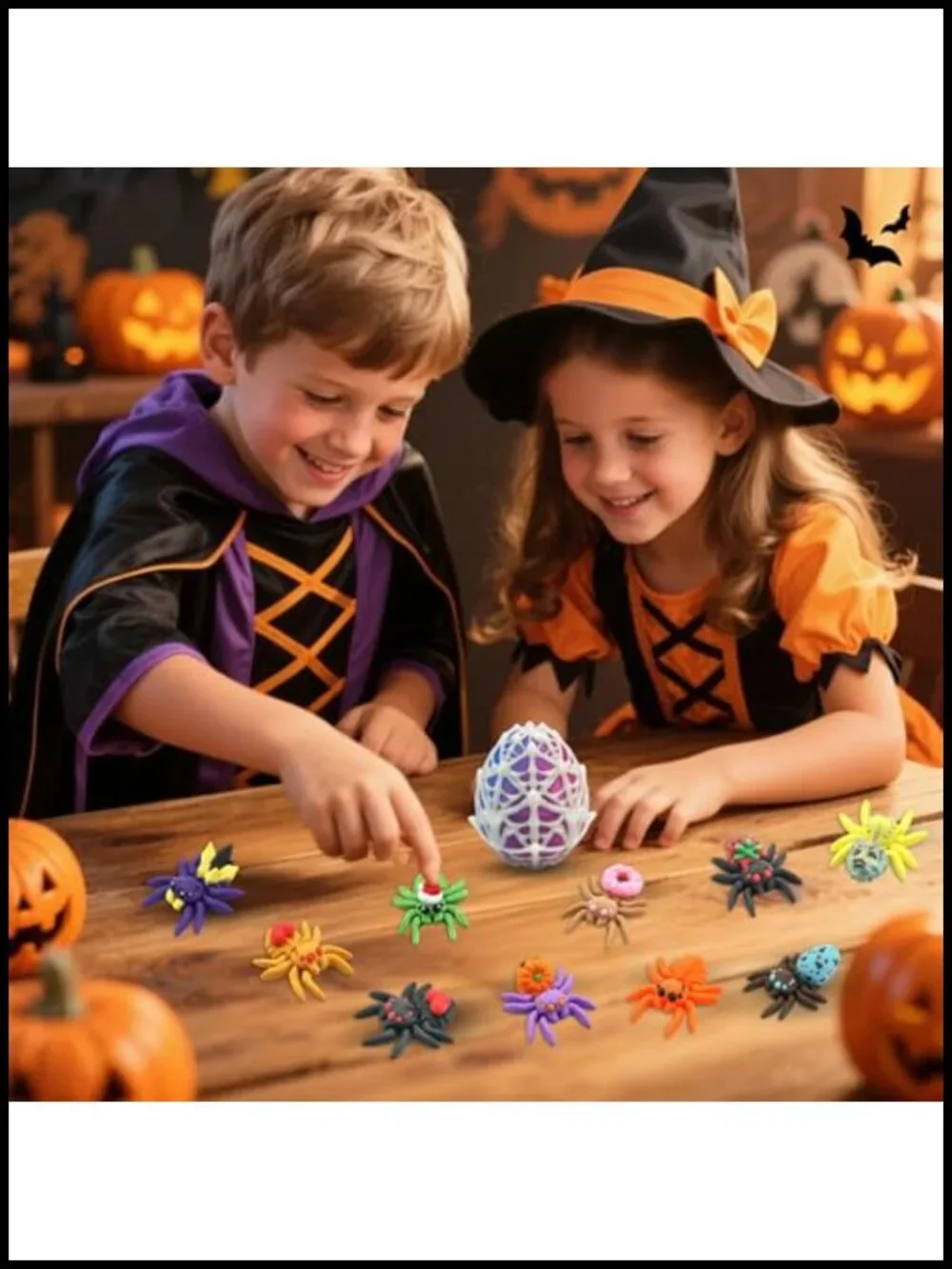 3D Printed Glow in the Dark Spider Egg Toy with 10 Spiders